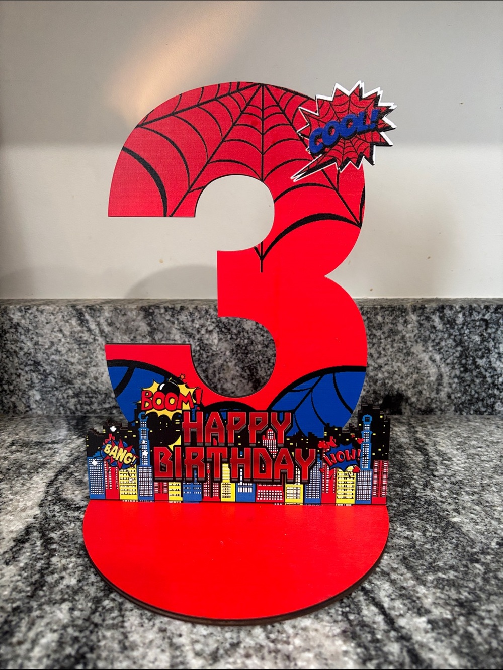 Superhero 3rd Birthday Tabletop Decor - Red & Blue